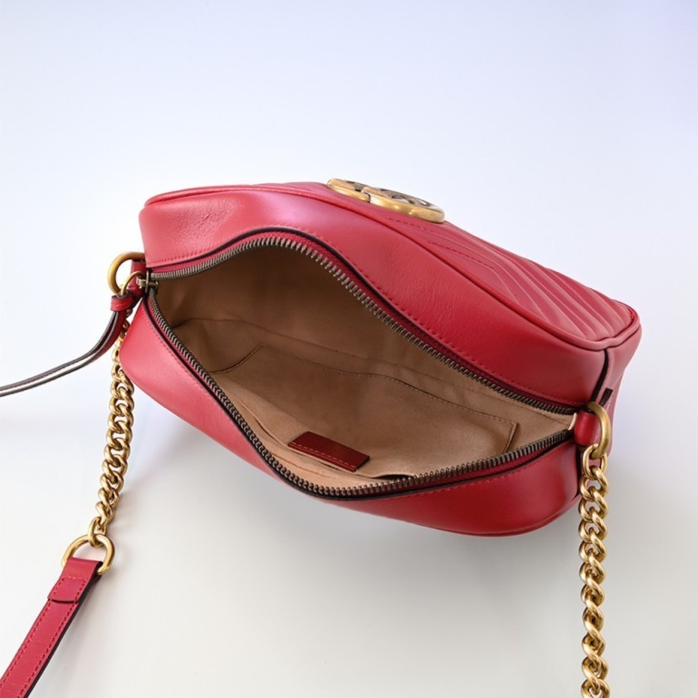 Gucci Shoulder Red Quilted GG Bag Hibiscus Marmont - Picture 3 of 5